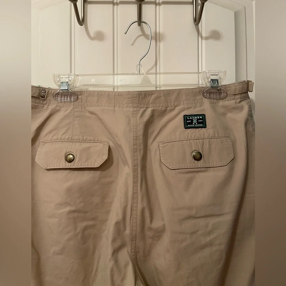 RALPH‎ LAUREN WOMEN'S DRESS CAPRI PANTS GOLD Pebble SIZE 12 GREEN TAG Polo Match